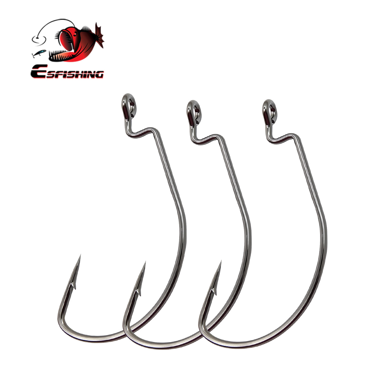 Fishing Lure Soft Plastic - ESFISHING オフセットフック カーボンスチール製釣り針 クランク ビッグバス クランク