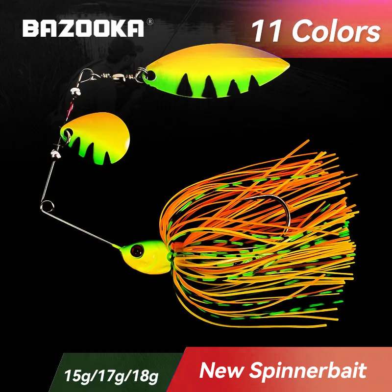 Fishing Lure Swimbait - バズーカ 15 グラム 18 グラムスピナーベイト釣りルアーワイヤー餌金属スピナーバズベイトスイムベイトフックペシェジグキットスカート低音パイク冬