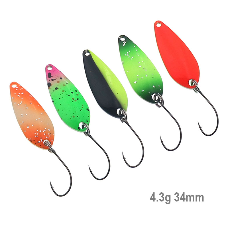 Fishing Lure Spoon - カラフルフィッシングスプーン、メタルベイト、銅、メタル、ストリームトラウト、トラウト、トラウト、パーチ、サーモン用、34mm、4.3g