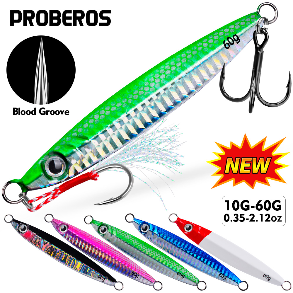 Fishing Lure Spoon - プロベロス 1pc メタルキャストジグスプーン 10/15/20/30/40/60 グラムショアキャスティングジギング魚シーバス釣りルアー人工餌タックル