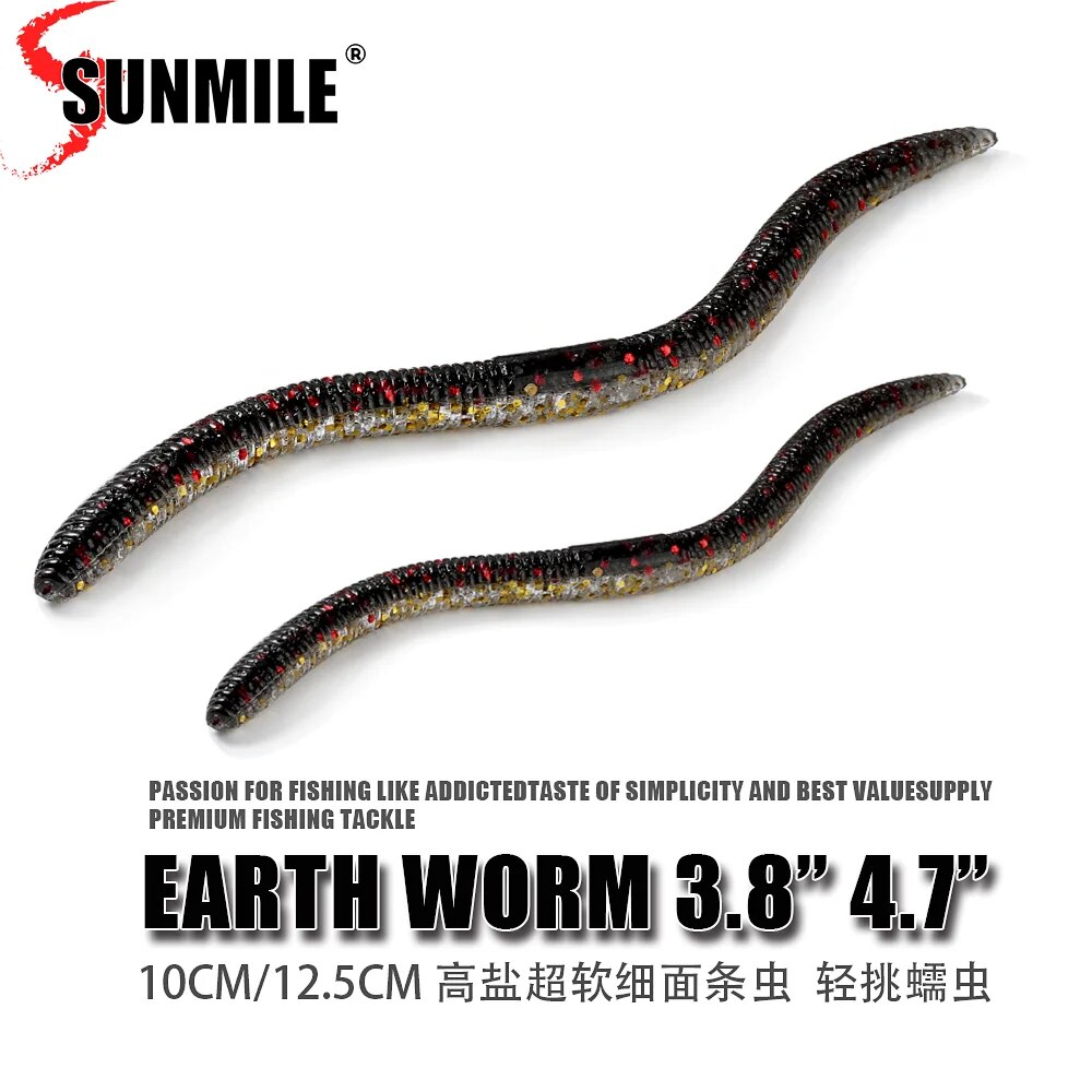 Fishing Lure Soft Plastic - SUNMILE ソフト釣り Lure10cm12.5cm センコーワーム猫リグルアーフリックシェイクアースワーム人工餌シリコーンシャッドルアー低音用