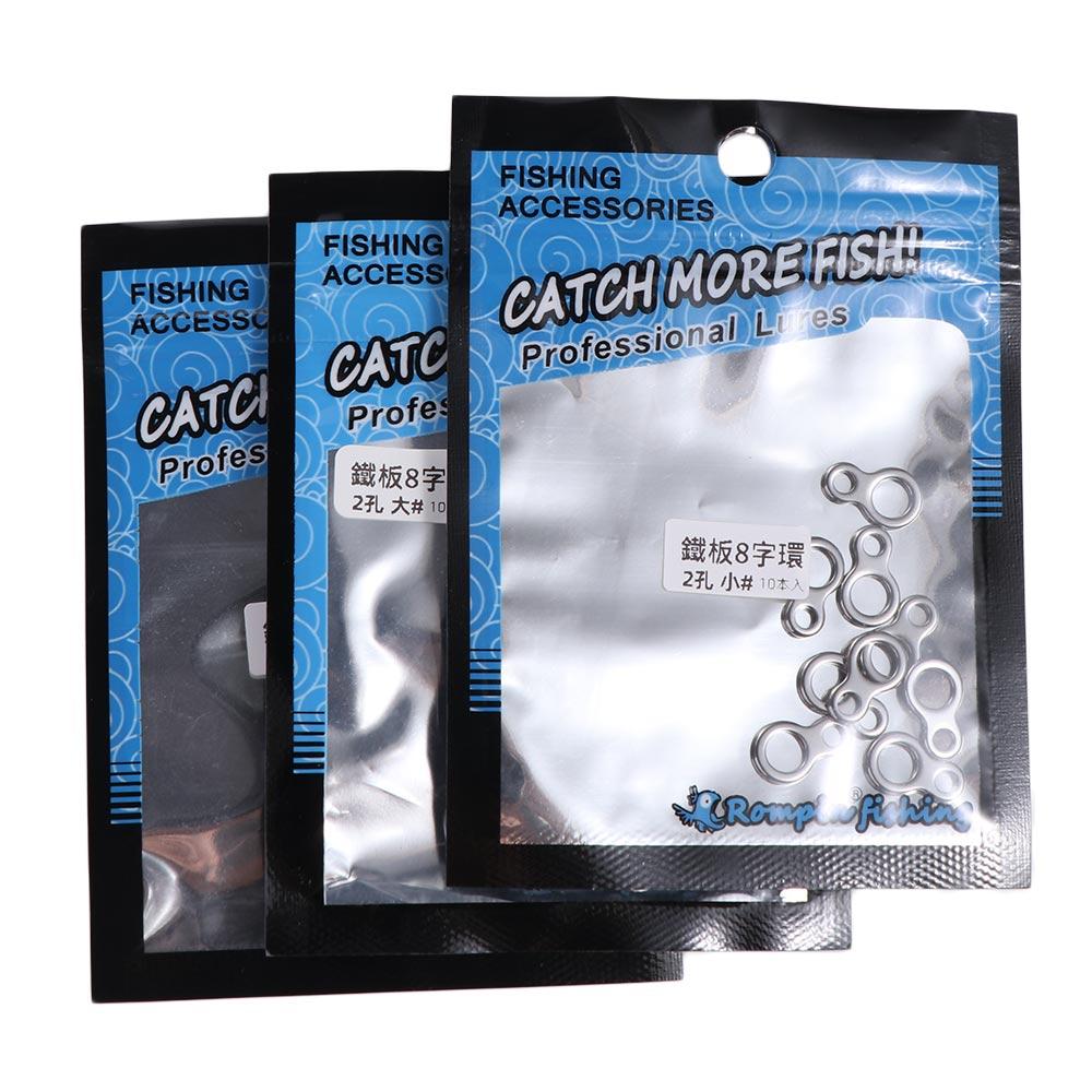 Fishing Lure Jig - 10個入り ステンレス製 釣り用ソリッドリング ダブル8型 ジギングリング スイベル