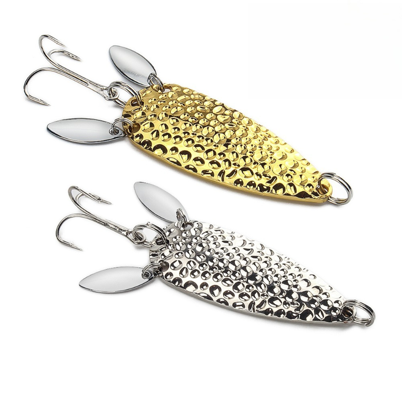 Fishing Lure Spoon - 1 個金属スプーンスピナーベイトダブル回転ハード人工餌 10 センチメートル 25 グラムスパンコール回転ルアーパイクバストラウト釣りルアー