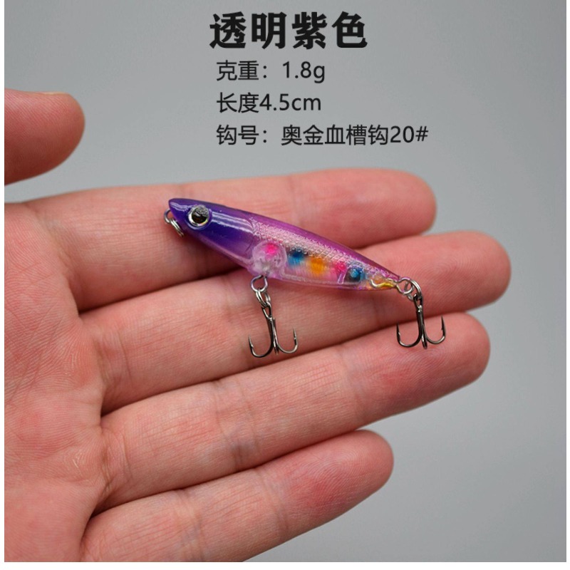 Fishing Lure Topwater - 1 個ジグザグ犬フローティングトップウォーターペンシル 45 ミリメートル 1.8 グラムワブラーミニハードベイトクランクベイトトレブルシングルフックキャンプ釣りタックル