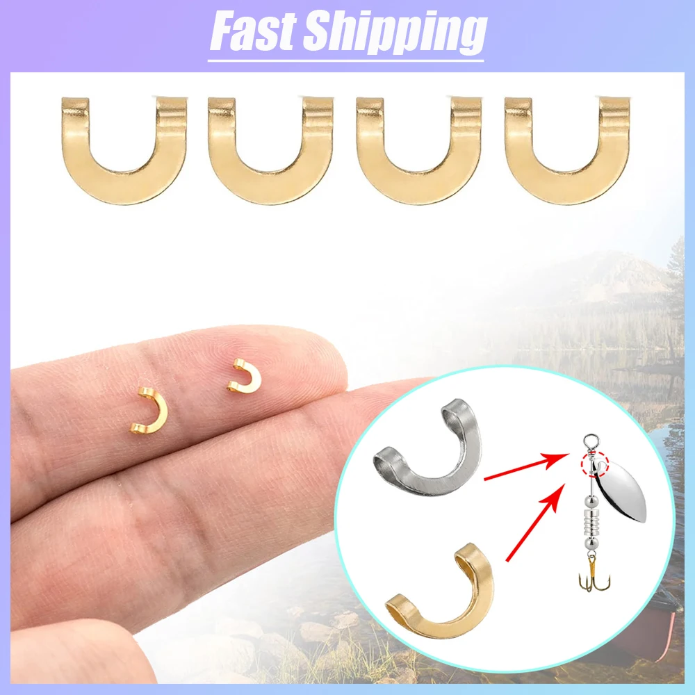 Fishing Lure Spinnerbait - U字型固定ステンレス鋼クリップ、スピナーベイトクリップ、釣りルアーコネクタ、釣り道具アクセサリー、100個