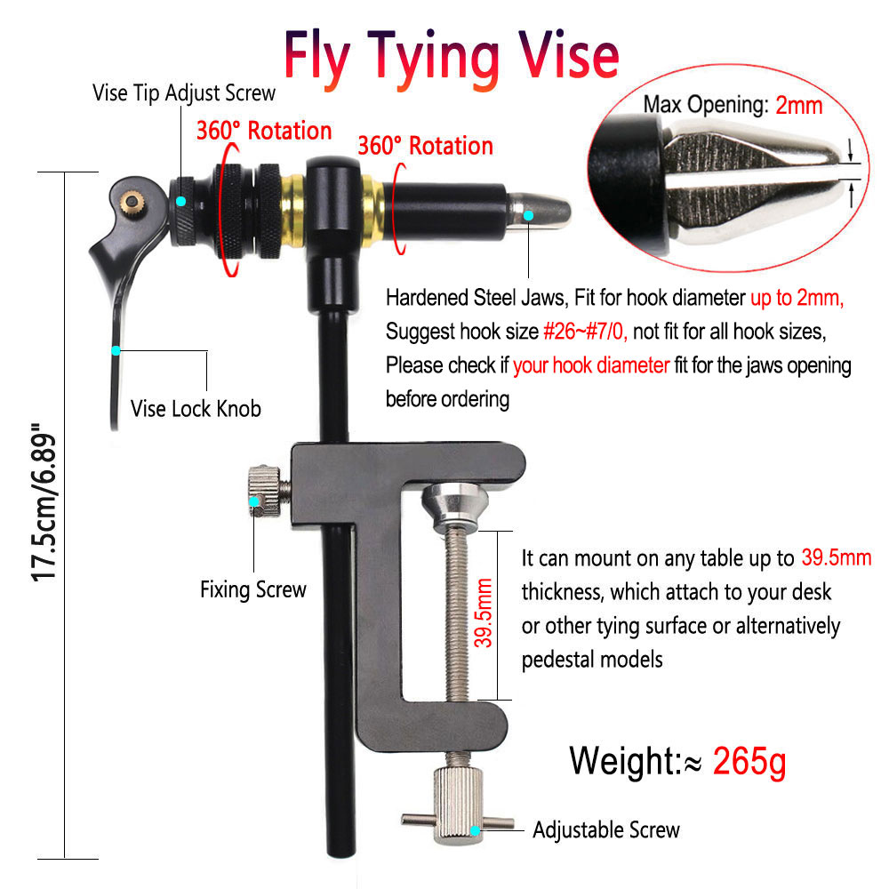 1PC 360 °   回転式Cクランプフライタイイングバイ - Fishing Lure Jig のレビューと価格