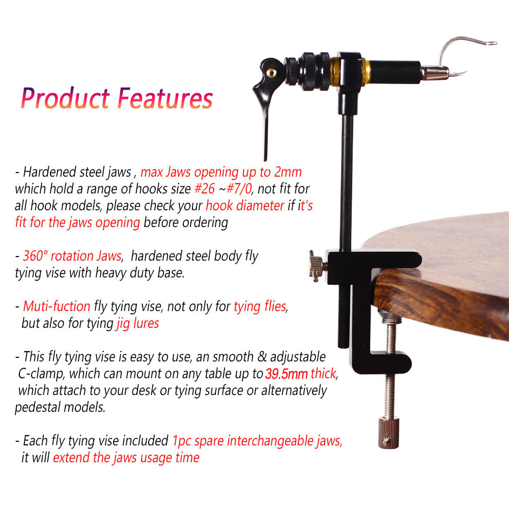1PC 360 °   回転式Cクランプフライタイイングバイ - Fishing Lure Jig のレビューと価格